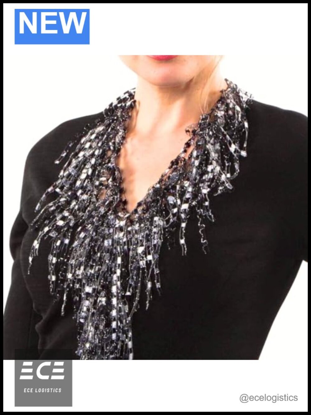 Lightweight Metallic Sparkle Infinity Scarf Necklace One Size